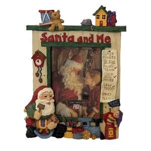 Vintage Figi Santa & Me 4x6 Photo Frame Hand Painted Christmas Figurine Decor